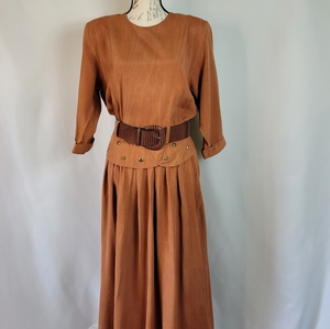 Vintage Nino Piccalino Midi‎ dress belted shoulder pads